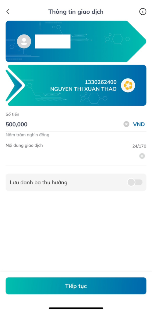 điền số tiền nạp