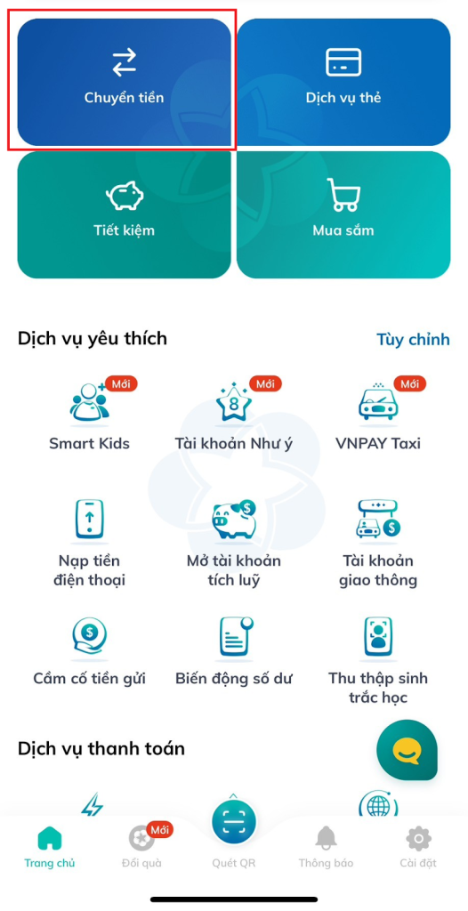 nạp tiền thông qua bidv